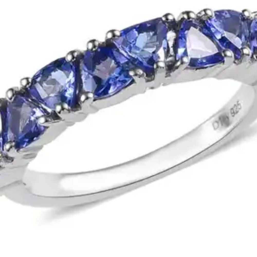 Tanzanite Half Eternity Band Ring in Platinum Over Sterling Silver 1.35 ctw - Picture 7 of 10